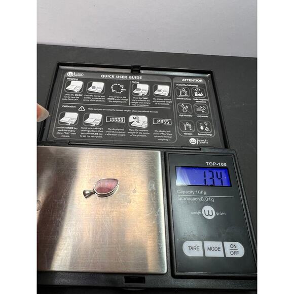 NEW Pink tri color tourmaline sterling silver pendant 1.34 grams - Picture 9 of 9